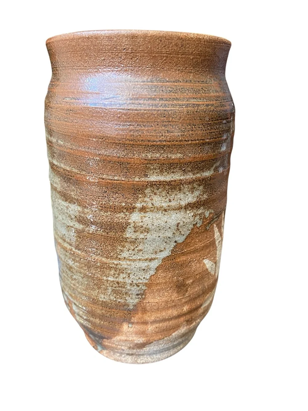 VINTAGE HANDMADE STUDIO POTTERY EARTH TONE BEAUTIFULLY PATTERNED VASE